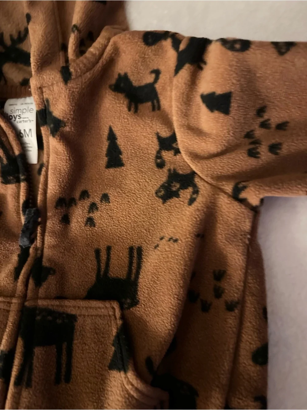 Rust Orange Fleece Onesie with Black Western Print